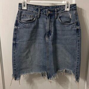 Denim Distressed Skirt